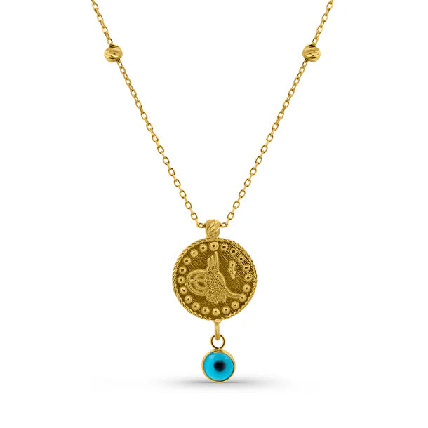 14K NAZARLI TUĞRA KOLYE