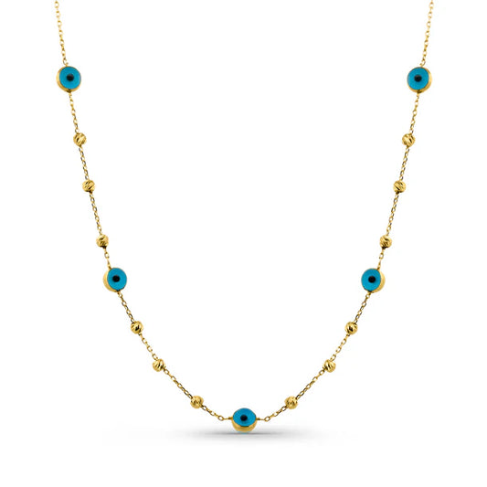 14K NAZARLI DORİKA KOLYE