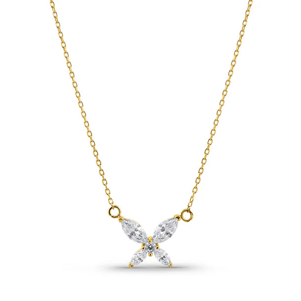 14K MEKİK TAŞLI KELEBEK KOLYE