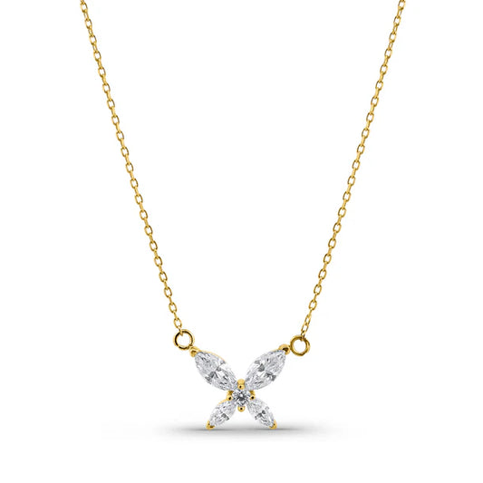 14K MEKİK TAŞLI KELEBEK KOLYE