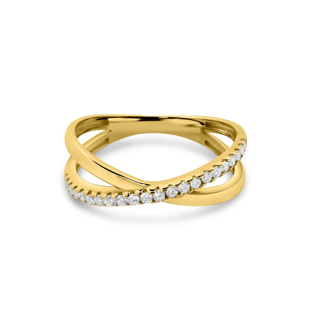 14K TAŞLI ÇAPRAZ YÜZÜK