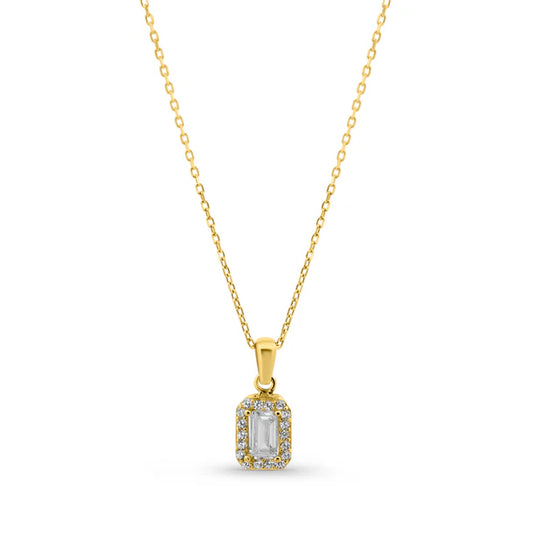 14K BAGET TAŞLI KOLYE