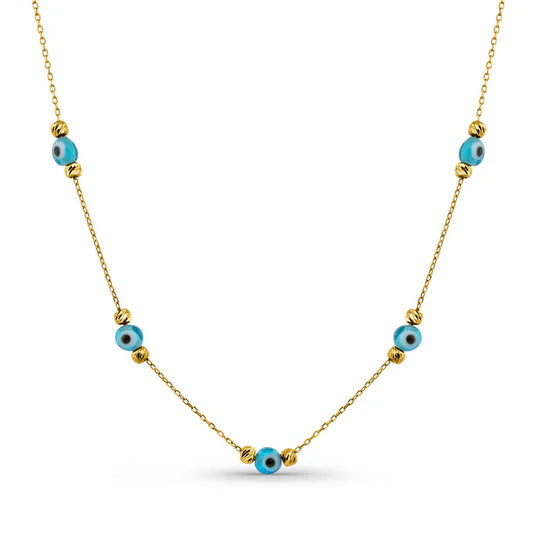 14K NAZARLI DORİKA KOLYE