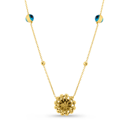 14K NAZARLI TUĞRA KOLYE